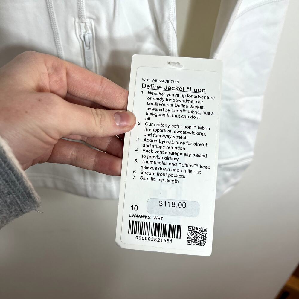 NWT Lululemon Define Jacket White - Picture 2 of 7